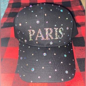 Black “PARIS” Studded Baseball Cap